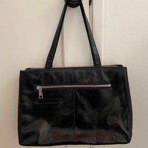 Hobo Black Leather Zippered Shoulder Tote Bag